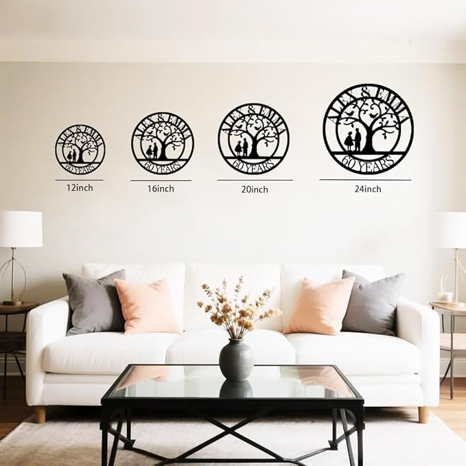 Tree of Life Metal Name Sign | Custom Metal Signs | Personalized Wall Art | Wedding Gift Indoor Decor Gift for Women, Men, Wife, Parents, Couple