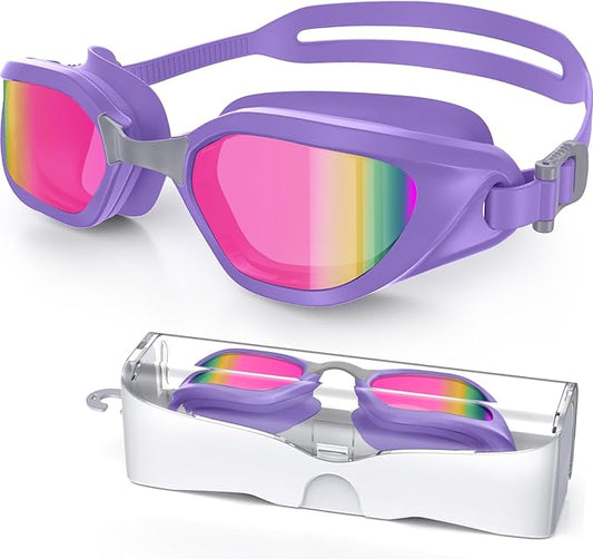 Swim Goggles, Unisex Adult Swimming Goggles Anti Fog Anti UV No Leakage Wide View for Men Women Youth