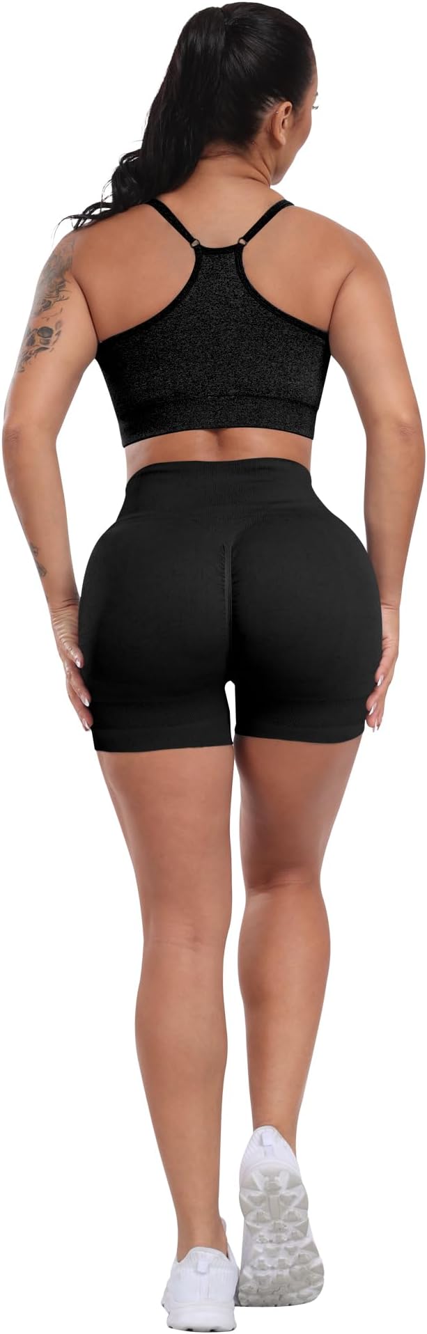 CHRLEISURE Women's 4 Packs Workout Gym Shorts, High Waisted Butt Lifting Scrunch Butt Seamless Booty Shorts
