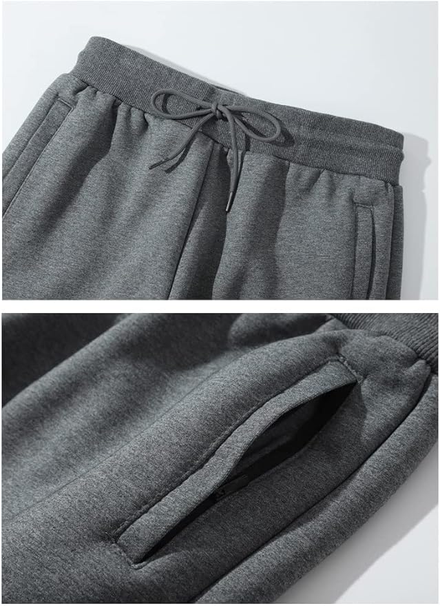 Yameekamulga Men's Winter Fleece Pants Sherpa Lined Sweatpants Active Athletic Running Jogger Track Causal Pants