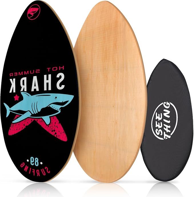 seething 35 Inch Skimboard with High Gloss Coat Wood Skim Board for Beginners,Kids, Teenagers, Adults and All Skimming