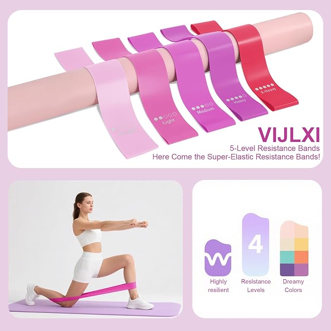 Pilates Ring Set –Home Pilates Equipment for Women Kit with a 14-inch Pilates Ring and 9.8-inch Pilates Ball,5 Resistance Bands for Beginners—Train Muscles, Flexibility & Core Strength at Home