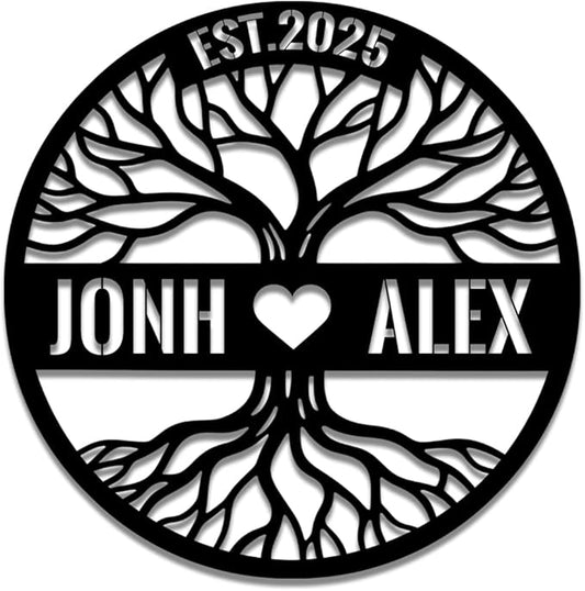 Personalized Tree of Life Metal Name Sign | Custom Metal Signs | Family Wall Art | Wedding Gift & Anniversary | Indoor Decor Gift for Women, Men, Wife, Parents, Couple