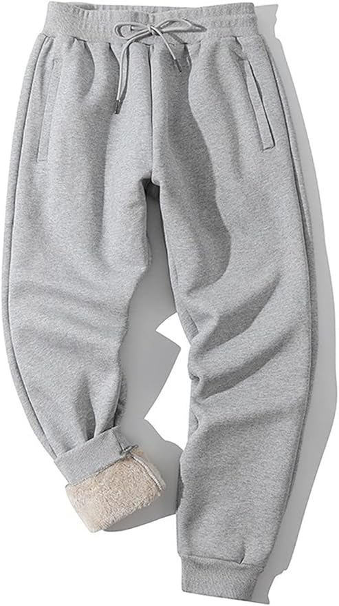 Yameekamulga Men's Winter Fleece Pants Sherpa Lined Sweatpants Active Athletic Running Jogger Track Causal Pants