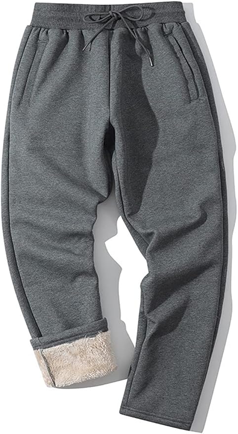 Yameekamulga Men's Winter Fleece Pants Sherpa Lined Sweatpants Active Athletic Running Jogger Track Causal Pants