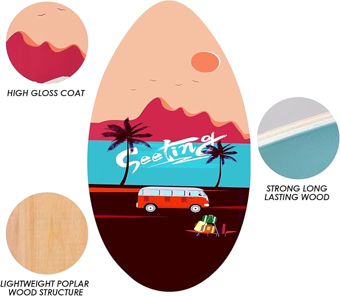 seething 35 Inch Skimboard with High Gloss Coat Wood Skim Board for Beginners,Kids, Teenagers, Adults and All Skimming