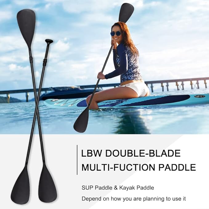 LBW SUP Paddle Board Paddle Stand up Paddleboard Paddles - 3-Piece or 4-Piece Floating Alloy Portable SUP Kayak Paddle Adjustable 2-Sided Paddle
