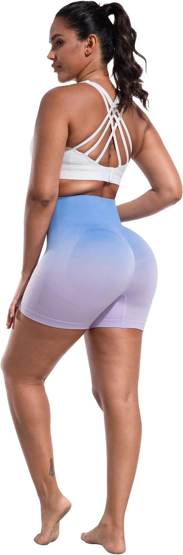 CHRLEISURE Women's 4 Packs Workout Gym Shorts, High Waisted Butt Lifting Scrunch Butt Seamless Booty Shorts