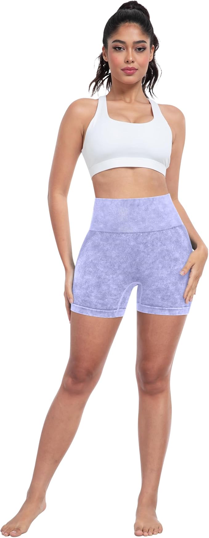 CHRLEISURE Women's 4 Packs Workout Gym Shorts, High Waisted Butt Lifting Scrunch Butt Seamless Booty Shorts