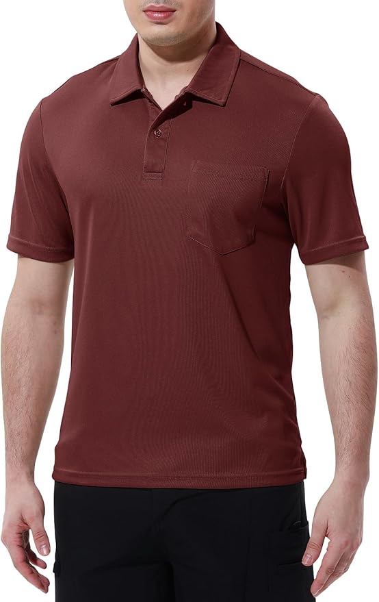 TBMPOY Men's Polo Shirts with Pocket Short Sleeve Quick Dry Casual Sports Outdoor Golf Shirt