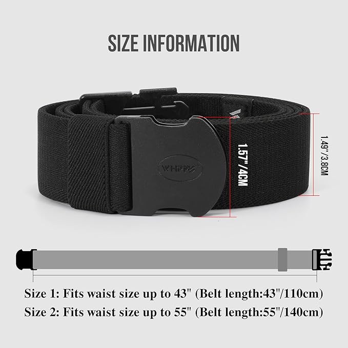 WHIPPY Mens Elastic Stretch Belt Unisex Adventure Web Belt for Women Men with Non-Metal Buckle Adjustable Belts