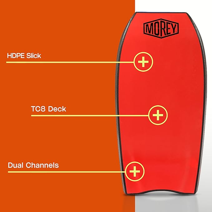 Morey Mach 7X 41.5-42.5" Bodyboard - Choose Size and Color (Blue/Red, 41.5")