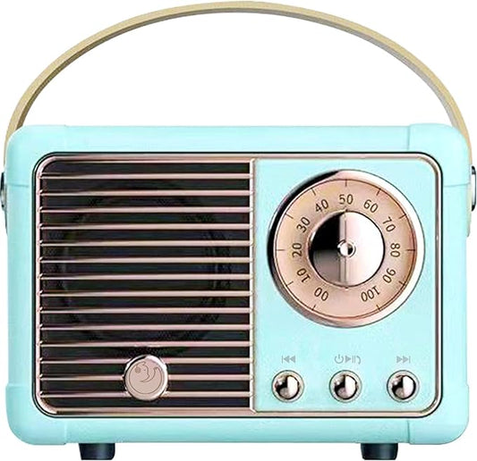 Retro Bluetooth Speaker,Wireless Vintage Small Speaker, Hands-Free Call,400mA Battery,TF Card, Aux Line, Portable Speaker for iOS Android Smartphone Home Office Gift Ideas Blue