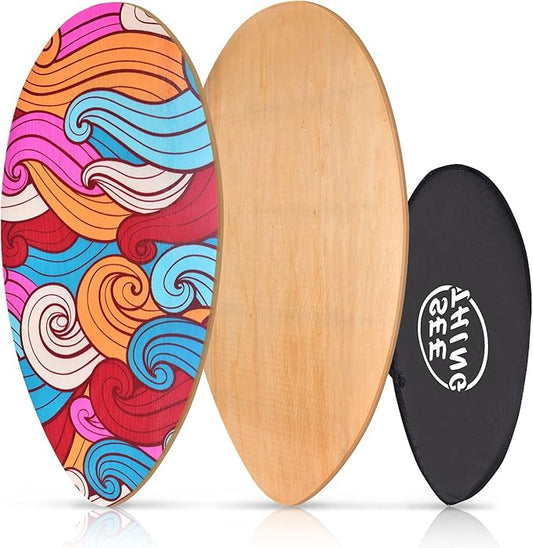 seething 35 Inch Skimboard with High Gloss Coat Wood Skim Board for Beginners,Kids, Teenagers, Adults and All Skimming