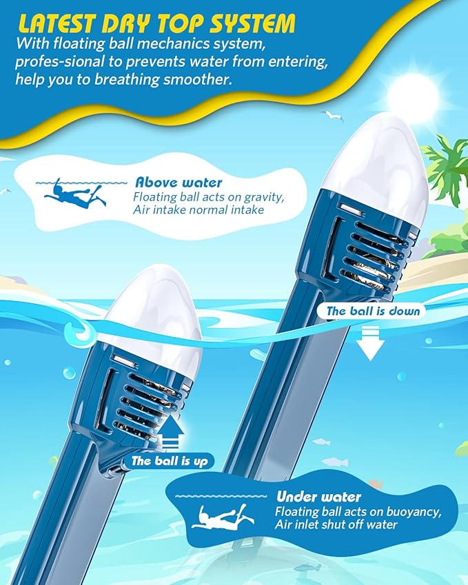 QingSong Kids Snorkel Mask Full Face, Snorkeling Set with Camera Mount, Foldable 180 Degree Panoramic View Snorkeling Gear Anti-Fog Anti-Leak