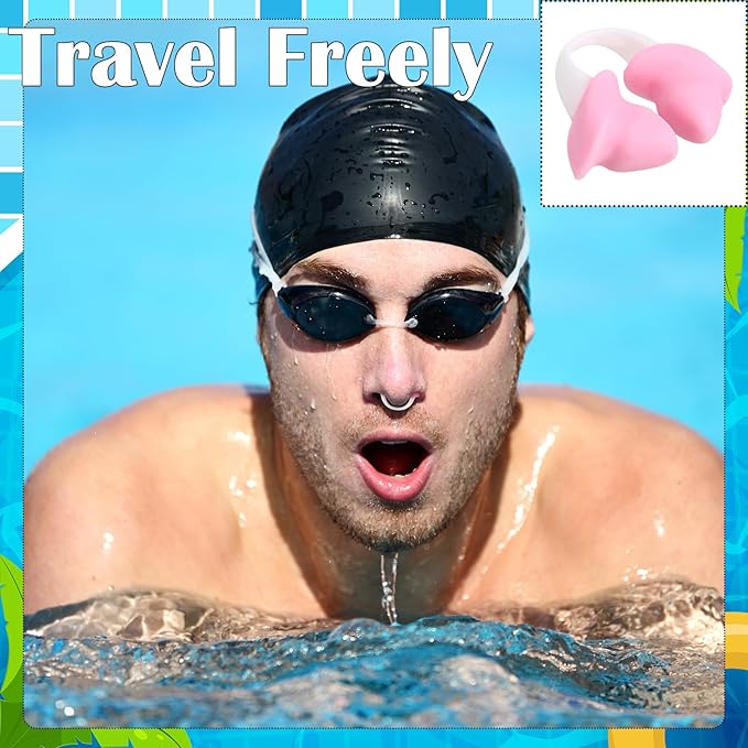 Soulchen 2 Pcs Swimming Nose Plugs Silicone Waterproof Painless Swim Nose Clip with Storage Box for Adults Kids Men Women Beginners