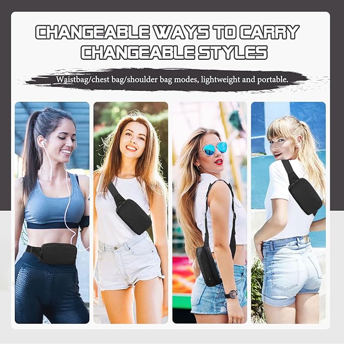 MoKo Fanny Packs for Women Men, Fashion Running Waist Packs, Crossbody Mini Bag Fanny Pack Belt Bag with Adjustable Strap for Running Outdoors Workout Travel Hiking Cycling