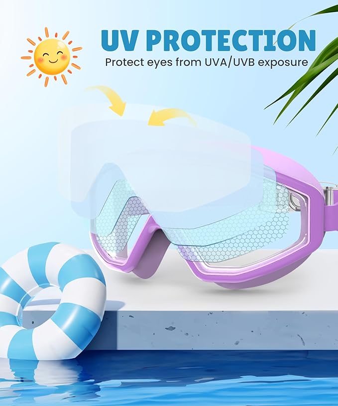 NSSIW Swim Goggles Swimming Kids-Goggles: Anti Fog No Leak with Nose Clip Earplugs for Girls Boys Youth 6-14 3 Pack