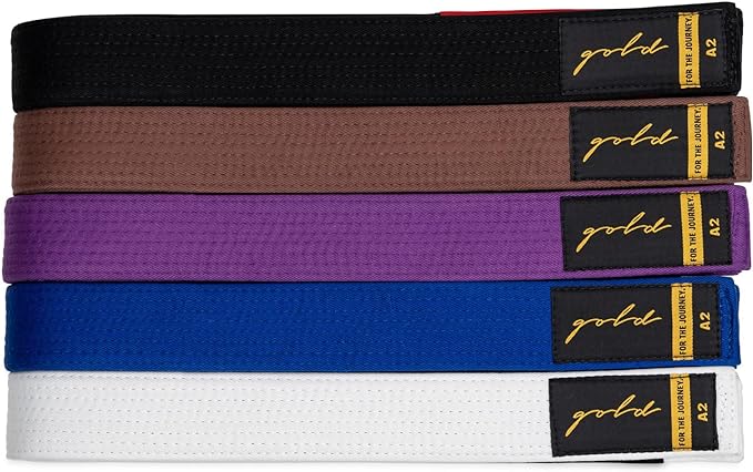 Gold BJJ Jiu Jitsu Belt - Premium Belts with Rank Bar for Stripes - IBJJF Competition Approved