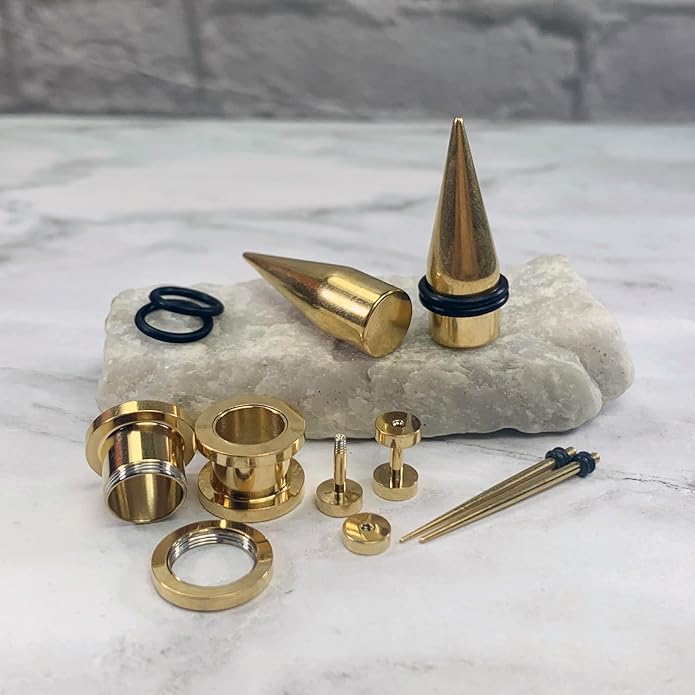 BodyJ4You 37PC Ear Stretching Kit - Beginner Gauges 14G-00G Starter Set - Aftercare Balm Wax - Steel Tapers Single Flare Plugs Screw Fit Tunnels - Women Eyelet Mens Earrings Expander Piercing Jewelry