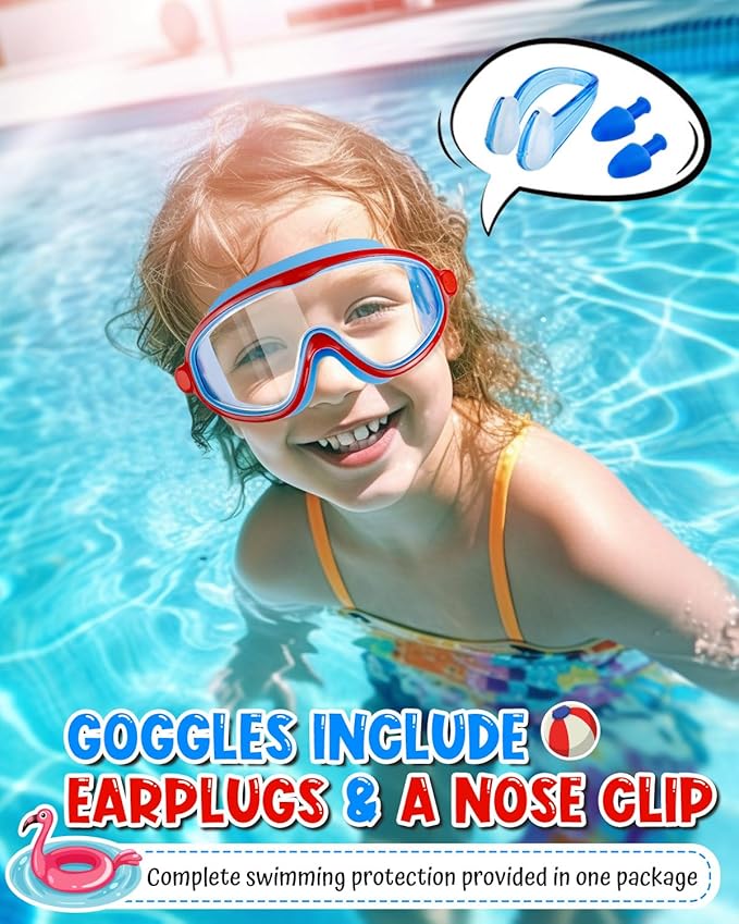 Rantizon Swim Goggles 2 Pack, Wide View Anti Fog&UV Swimming Goggles for Audlt, No Leaking Swim Glasses for Men Women Kids