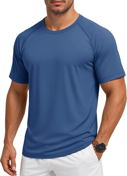 MAGCOMSEN Men's Short Sleeve UPF 50+ Sun Protection Shirts Quick Dry Athletic T-Shirt Hiking Running Swimming Rash Guard