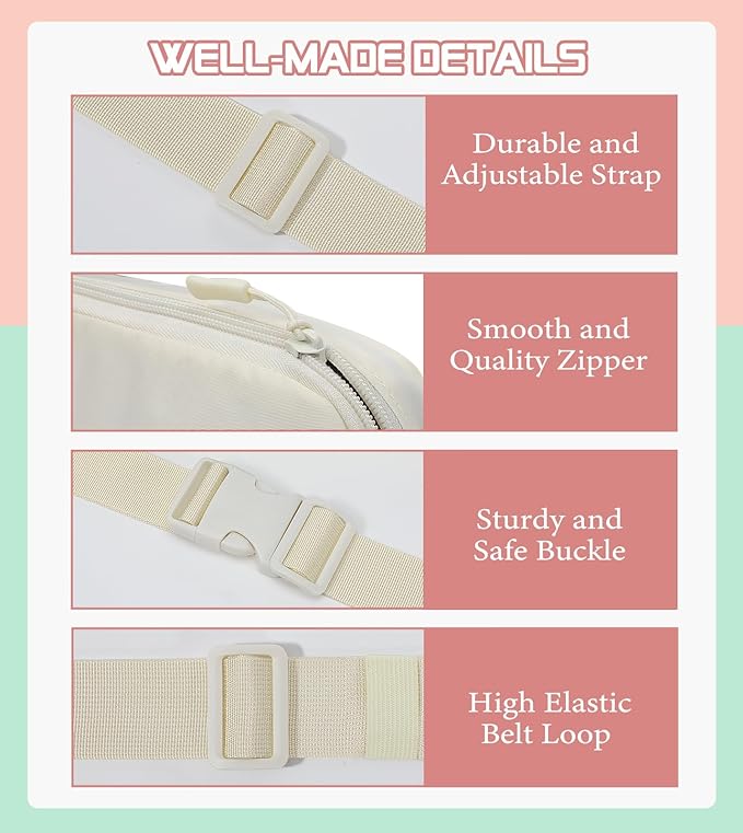 MoKo Fanny Packs for Women Men, Fashion Running Waist Packs, Crossbody Mini Bag Fanny Pack Belt Bag with Adjustable Strap for Running Outdoors Workout Travel Hiking Cycling