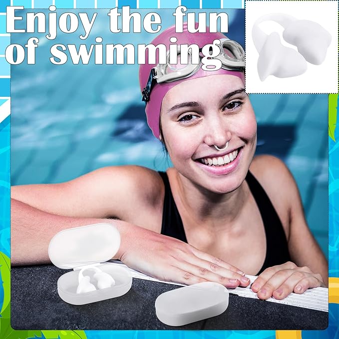 Soulchen 2 Pcs Swimming Nose Plugs Silicone Waterproof Painless Swim Nose Clip with Storage Box for Adults Kids Men Women Beginners