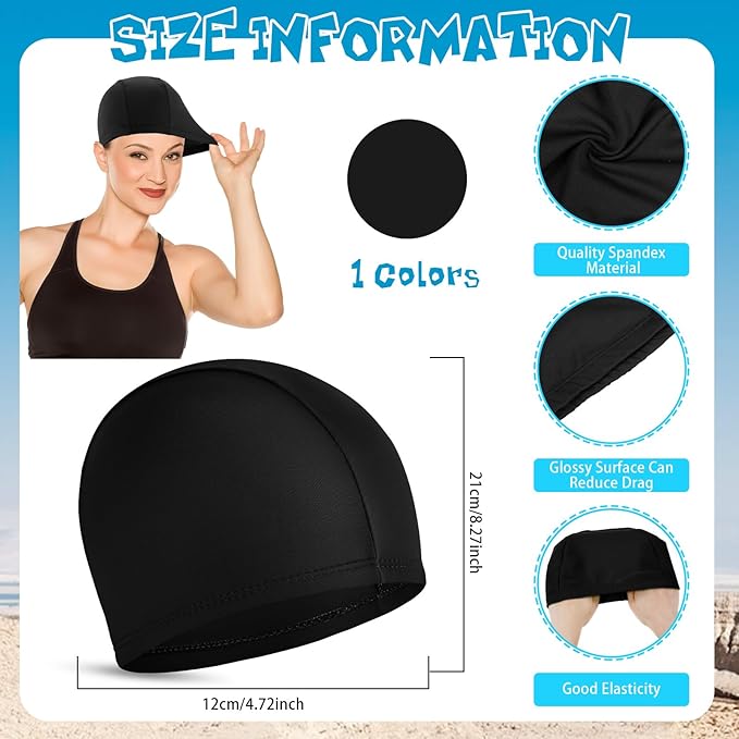 Bonuci 24 Pieces Cloth Elastic Swim Cap Bulk Comfortable Fabric Swimming Hat Elasticity Swimming Pool Cap Lightweight Bathing Caps for Women Men Kids Unisex, Not Waterproof