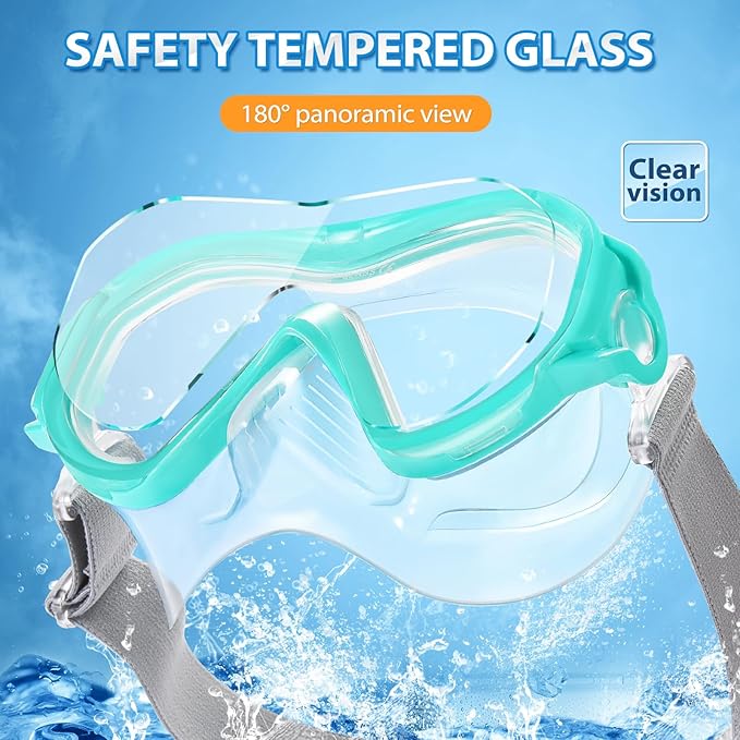 Supertrip Adult Swim Goggles Swimming Goggles with Nose Cover Elastic Fabric Strap Tempered Glass Snorkeling Gear for Adults