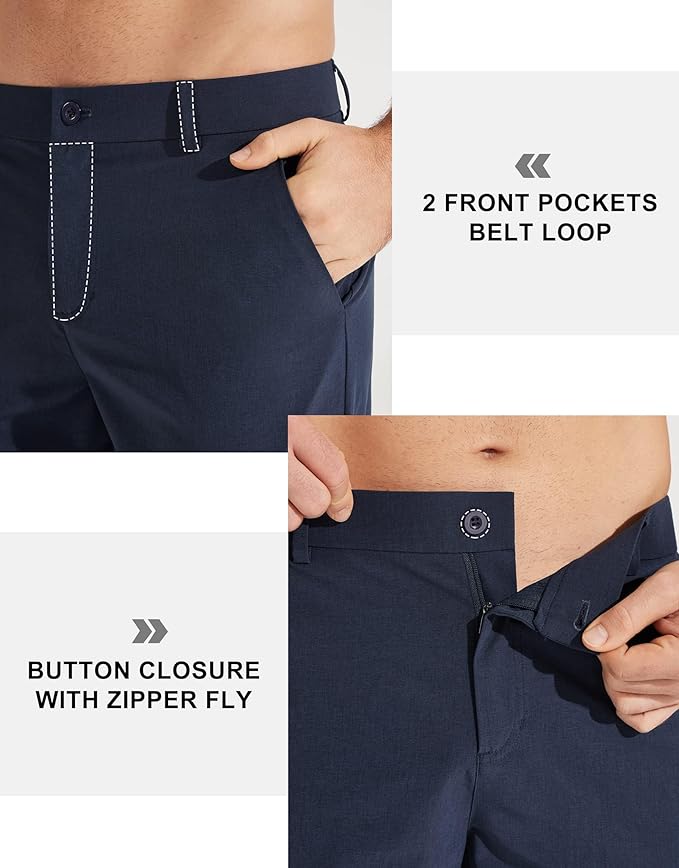 Libin Mens Golf Pants Stretch Work Dress Pants 30"/32"/34" Quick Dry Lightweight Casual Comfy Trousers with Pockets