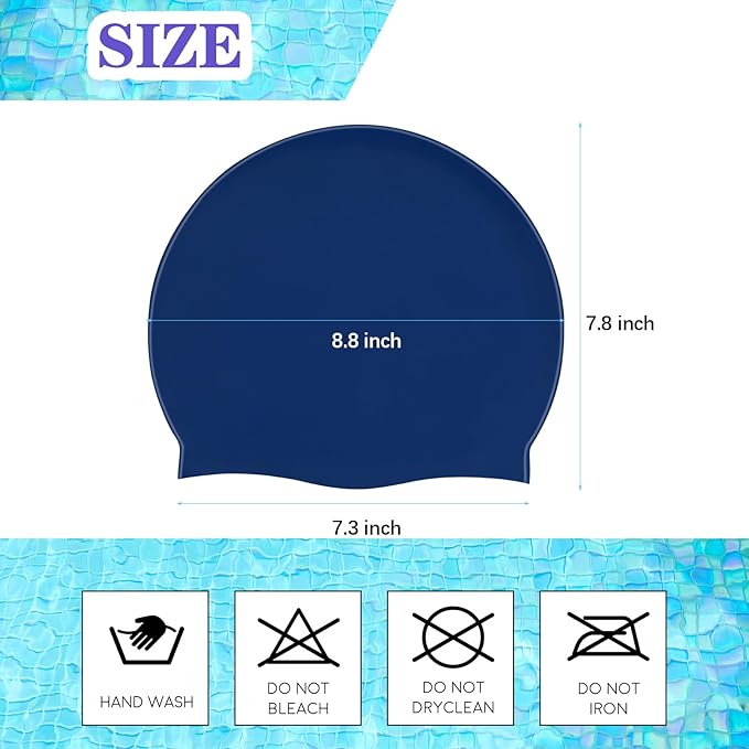 Syhood 6 Pieces Unisex Adult Silicone Swim Cap Waterproof Swimming Hat Non Slip Pool Hat Elastic Silicone Cap for Long and Short Hair