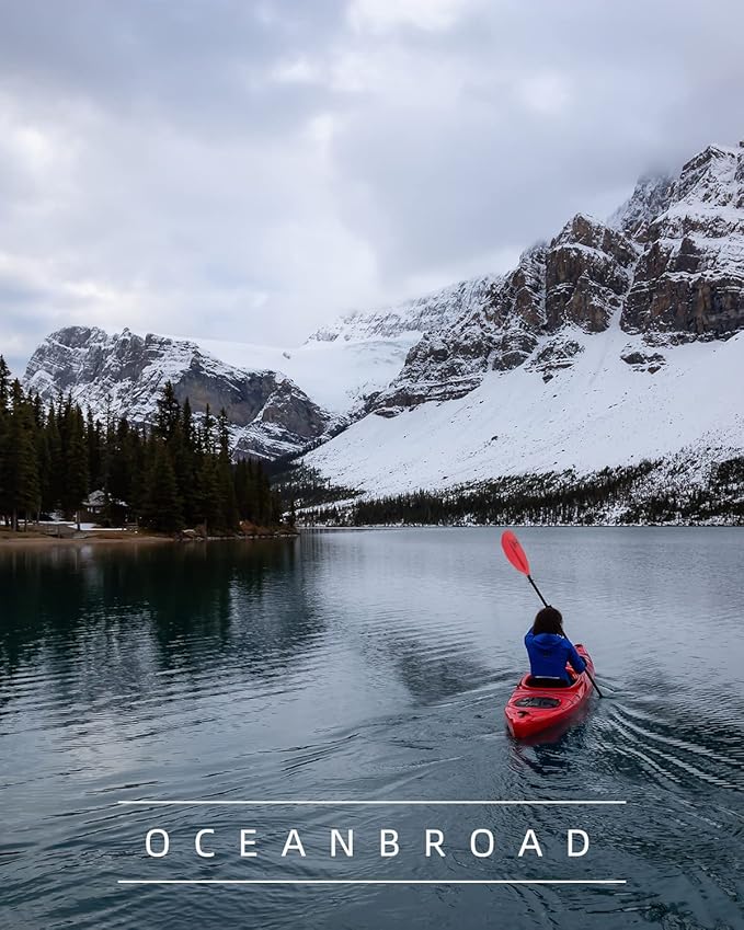 OCEANBROAD Kayak Paddle 86in/218cm, 90.5in/230cm, 95in/241cm Alloy Shaft Kayaking Boating Canoeing Oar with Paddle Leash