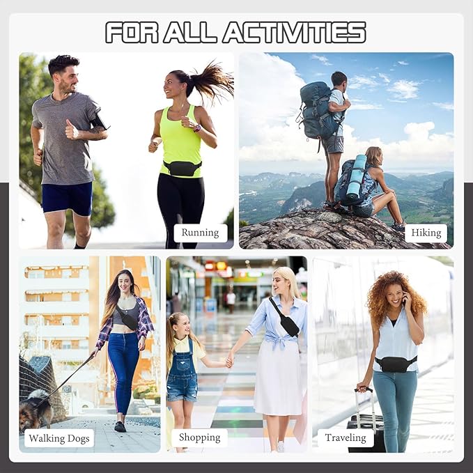 MoKo Fanny Packs for Women Men, Fashion Running Waist Packs, Crossbody Mini Bag Fanny Pack Belt Bag with Adjustable Strap for Running Outdoors Workout Travel Hiking Cycling