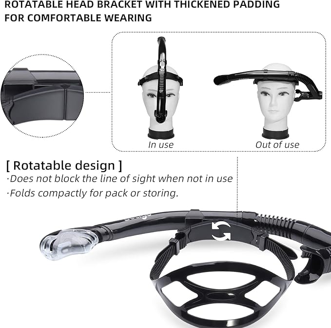 Seago Swim Snorkel for Lap Swimming, Dry Top Front Swimmer Snorkel for Adult Youth, Snorkel Gear Swimming Training Equipment in Pool and Open Water with Comfy Head Pads Food-Grade Silicone Mouthpiece