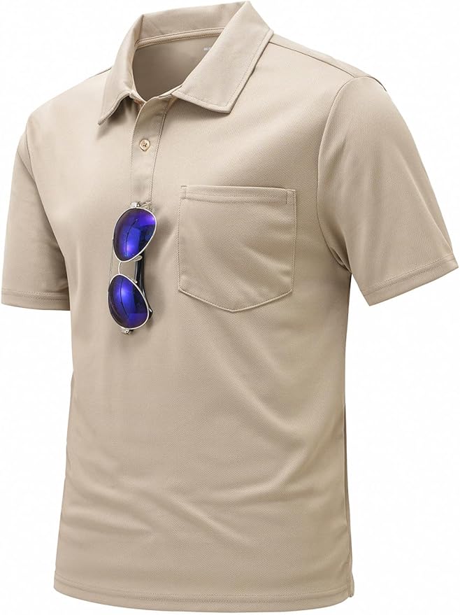 TBMPOY Men's Polo Shirts with Pocket Short Sleeve Quick Dry Casual Sports Outdoor Golf Shirt