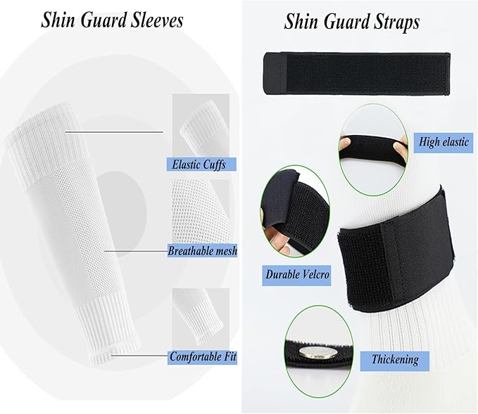 Men's Soccer Non Skid Ball Socks Anti Slip Grip Non Slip Socks, Shin Guard Sleeves, With Or Without Guard Straps for Football