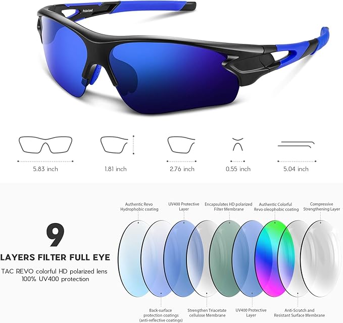 BEACOOL Polarized Sports Sunglasses for Men Women Youth Baseball Fishing Cycling Running Golf Motorcycle Tac Glasses UV400