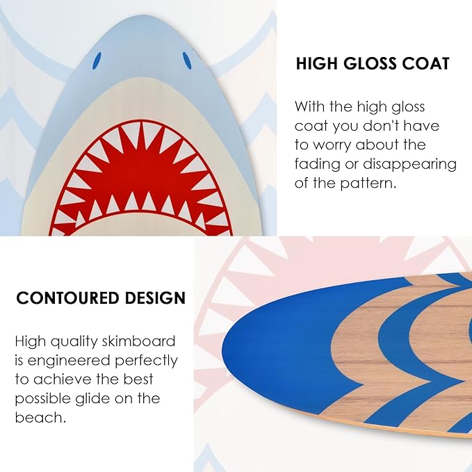 seething 35 Inch Skimboard with High Gloss Coat Wood Skim Board for Beginners,Kids, Teenagers, Adults and All Skimming