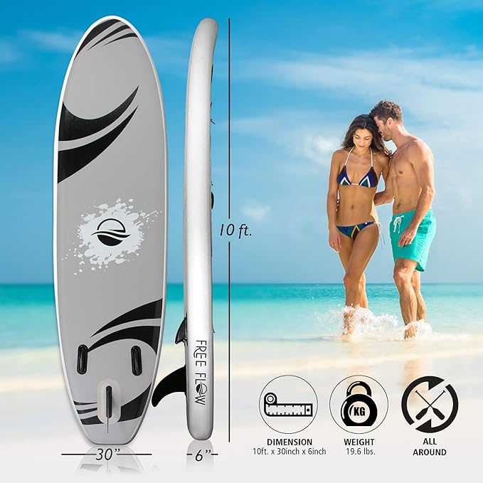 SereneLife Inflatable Stand Up Paddle Board with Premium SUP Accessories – Wide Stable Design with Non-Slip EVA Deck Pad for Adults and Youth of All Skill Levels