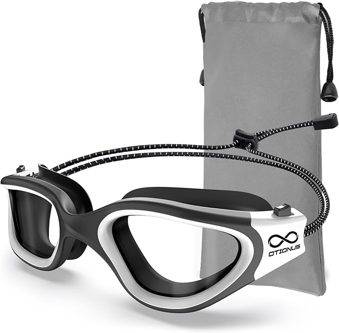 Swim Goggles, Polarized Adult Swimming Goggles Bungee Strap No Hair Pulling Anti-fog Pool Goggles for Men Women