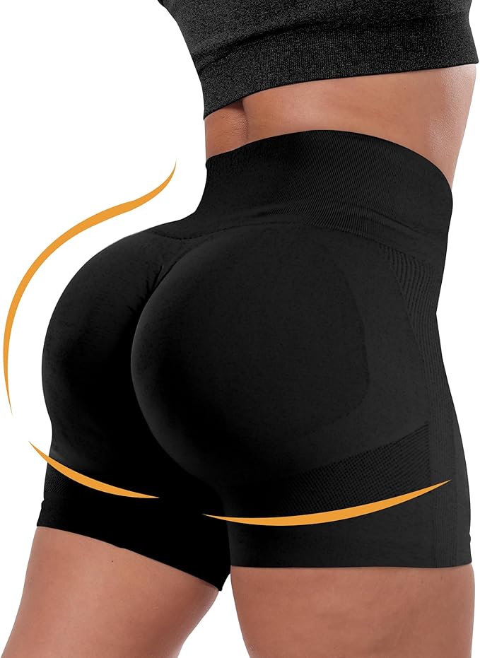CHRLEISURE Women's 4 Packs Workout Gym Shorts, High Waisted Butt Lifting Scrunch Butt Seamless Booty Shorts