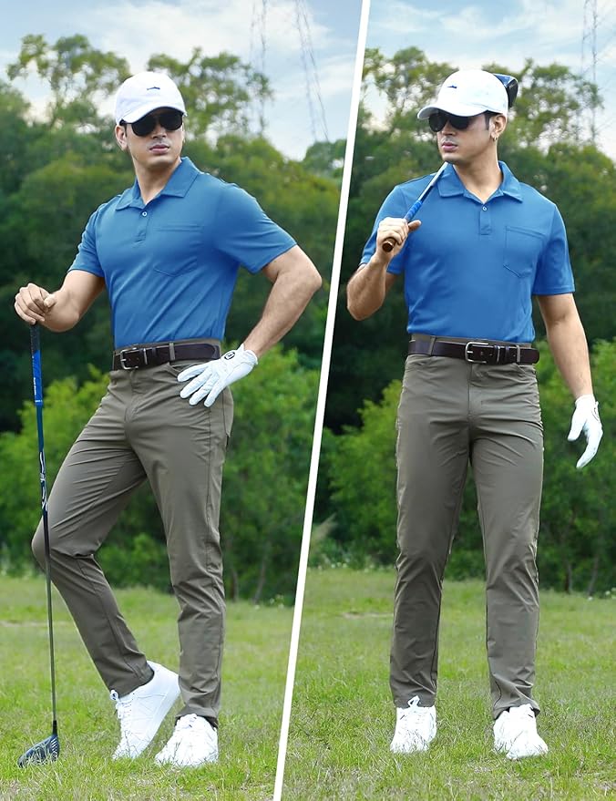 TBMPOY Men's Polo Shirts with Pocket Short Sleeve Quick Dry Casual Sports Outdoor Golf Shirt