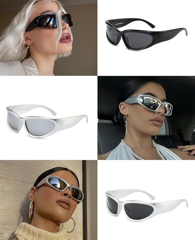 SOAR&EAGLE Y2K 3Pack Polarized sunglasses Wrap Around Men's Women's sunglasses Fashion Sport Shades Sun Glasses