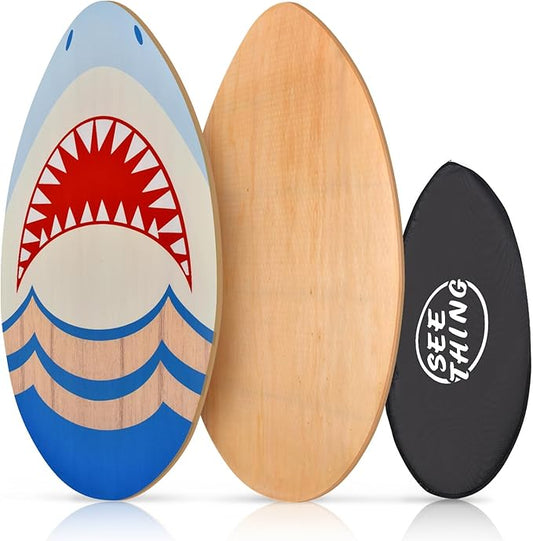 seething 35 Inch Skimboard with High Gloss Coat Wood Skim Board for Beginners,Kids, Teenagers, Adults and All Skimming