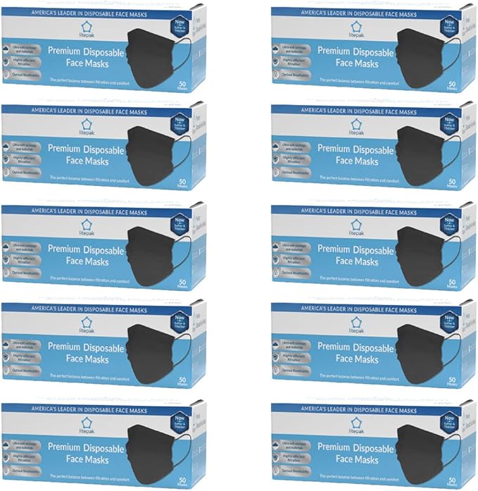 Litepak 500pcs Premium Disposable Face Mask SOFT 3ply Nose Wire