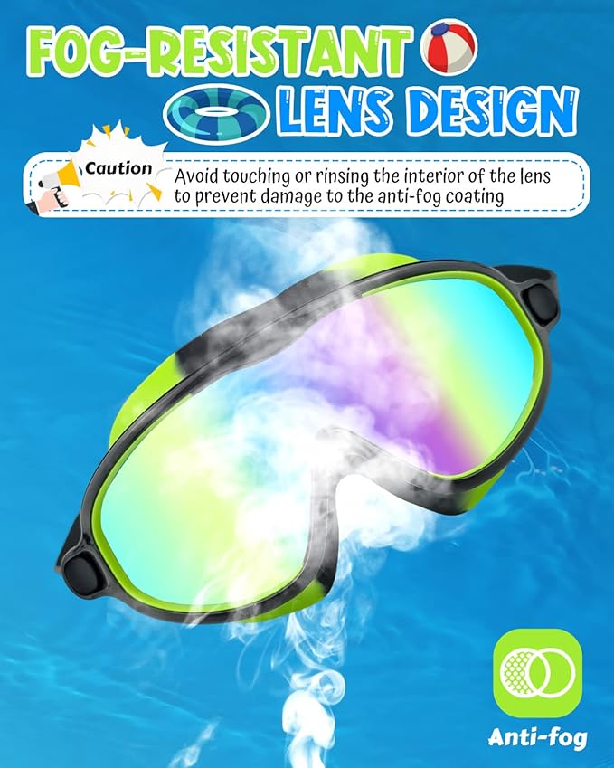 Rantizon Swim Goggles 2 Pack, Wide View Anti Fog&UV Swimming Goggles for Audlt, No Leaking Swim Glasses for Men Women Kids