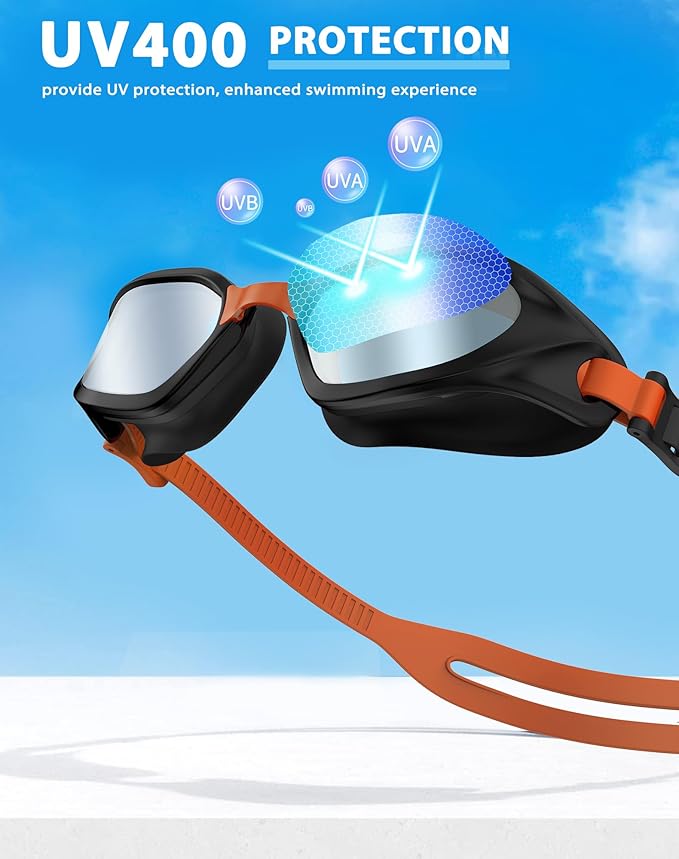 Swim Goggles, Unisex Adult Swimming Goggles Anti Fog Anti UV No Leakage Wide View for Men Women Youth