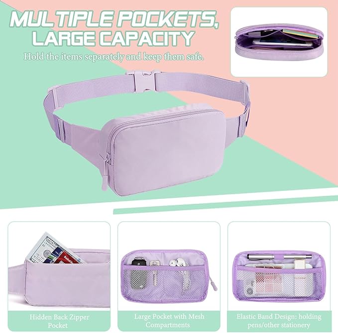 MoKo Fanny Packs for Women Men, Fashion Running Waist Packs, Crossbody Mini Bag Fanny Pack Belt Bag with Adjustable Strap for Running Outdoors Workout Travel Hiking Cycling