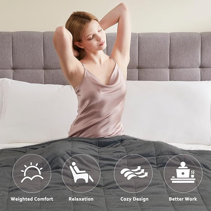 L'AGRATY Weighted Blanket - 48"x72" 15lbs Soft Breathable Heavy Blanket Minky Material with Glass Beads for Adult All-Season Summer Fall Winter Soft Thick Comfort